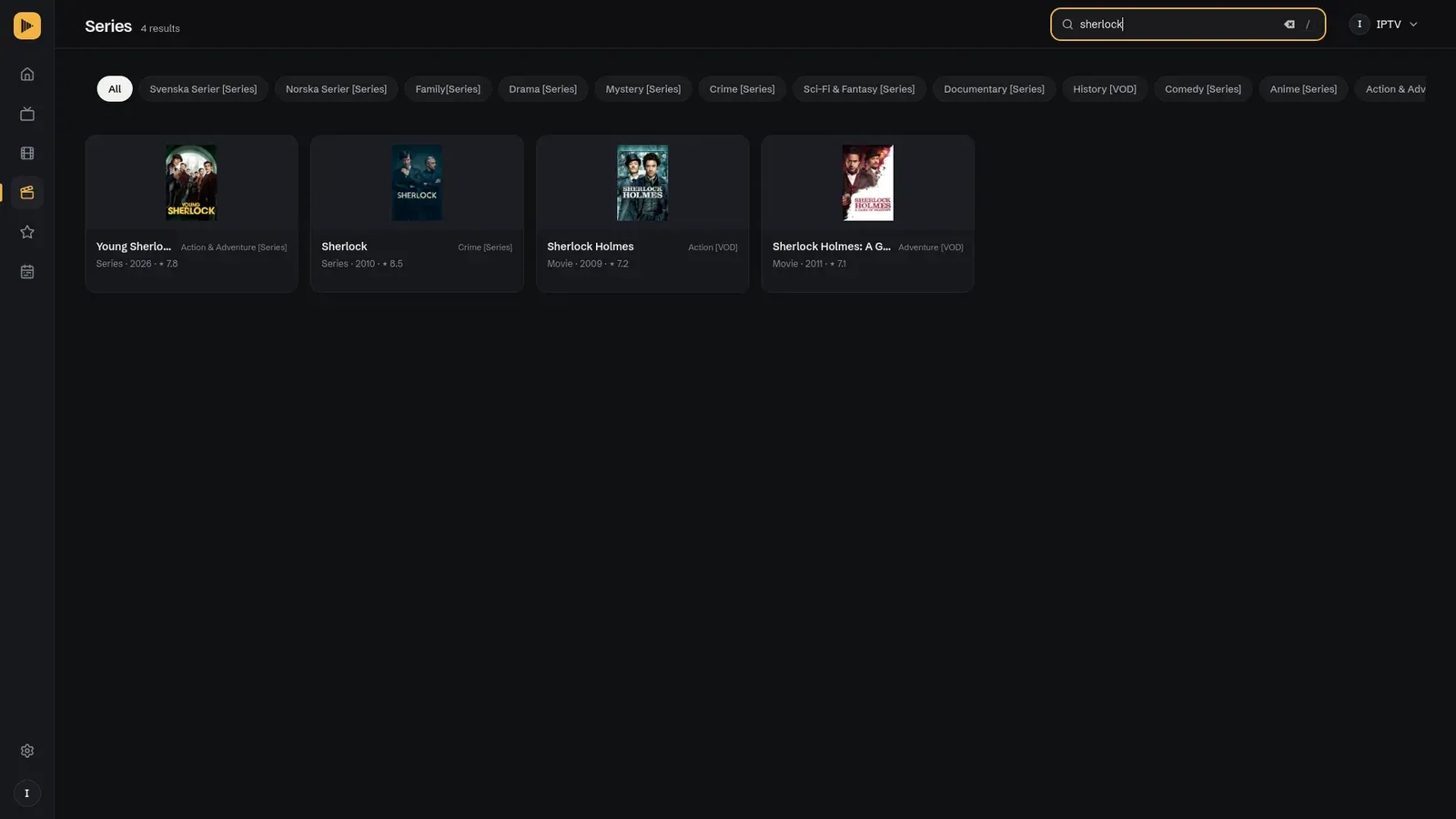 Search results mixing movies and series